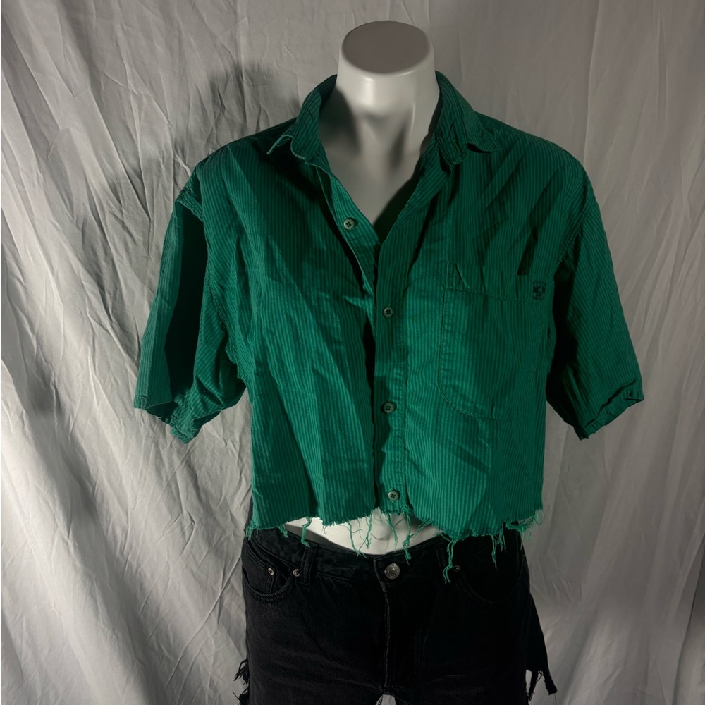 VINTAGE Menswear Cropped Green Buttonup